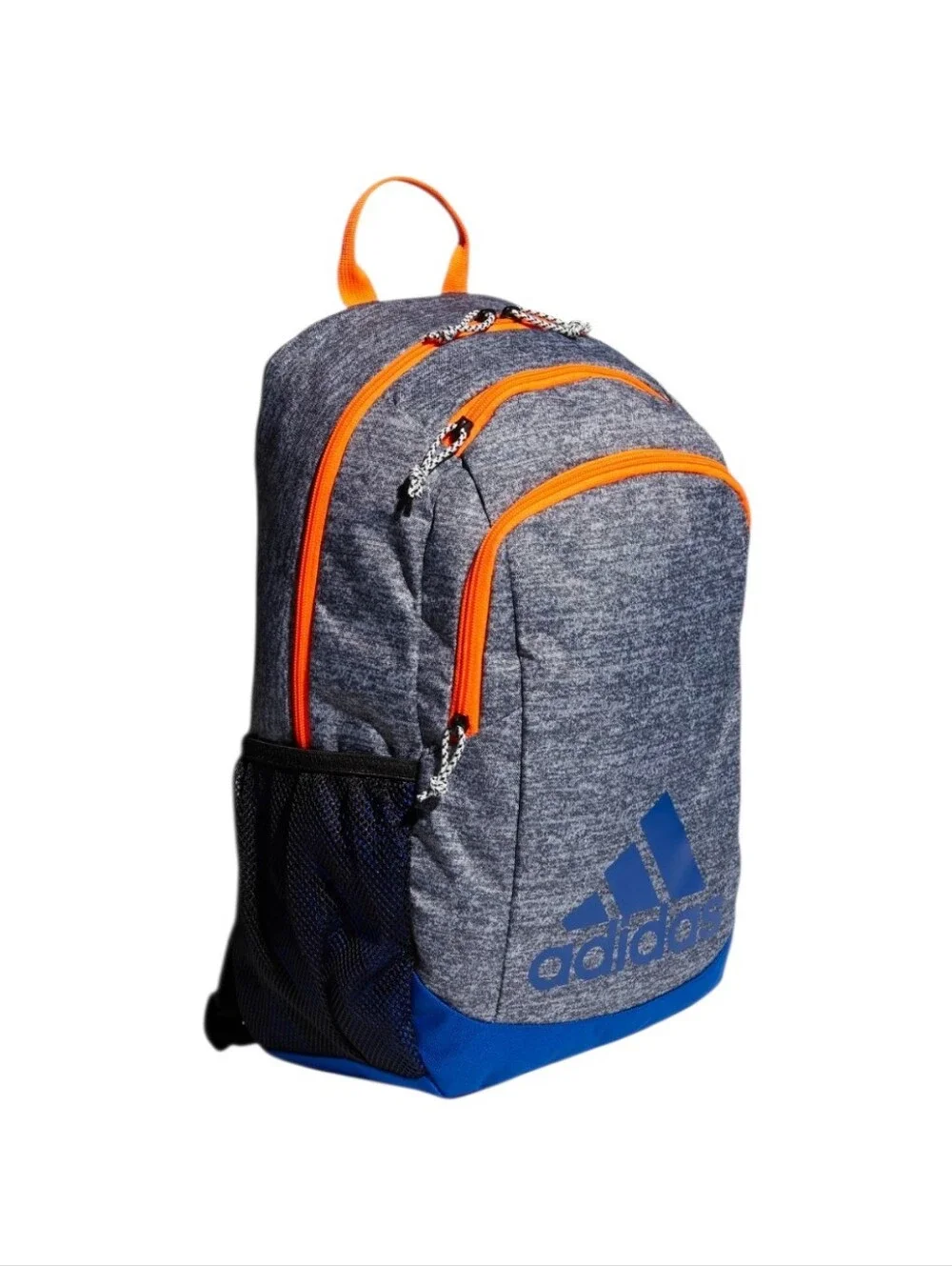 adidas Heather Gray and Blue Backpack with Orange Zippers